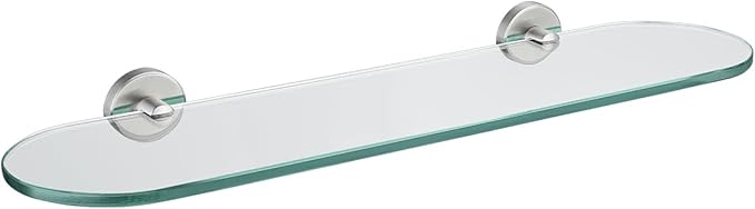 JQK Bathroom Glass Shelf, Tempered Glass Shower Storage 20 by 5 inches, 304 Stainless Steel Brushed Finish Wall Mount, TGS121L20-BN