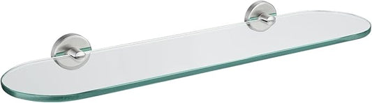 JQK Bathroom Glass Shelf, Tempered Glass Shower Storage 20 by 5 inches, 304 Stainless Steel Brushed Finish Wall Mount, TGS121L20-BN