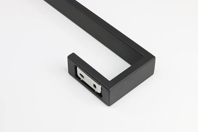 TocTen Bath Towel Rack - Square Base Thicken SUS304 Stainless Steel Bar for Bathroom, Bathroom Accessories Rod Heavy Duty Wall Mounted Holder (Matte Black, 16 Inch)