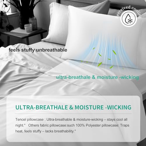 Cooling Eucalyptus Tencel Pillow Cases 2 Pack Queen Snow White - Image 5