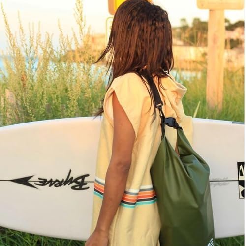 COR Surf Poncho Changing Towel Robe with Hood and Front Pocket — Thick Quick Dry Microfiber Wetsuit Poncho Towel for Surfing Beach Pool Swim (Medium - Retro Sand)