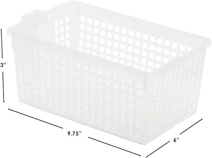 Plastic Storage Bin with Handle for Kitchen, Pantry, and Refrigerator Organization by Home Basics | Convenient Food Storage Organizer for Snacks, Food Items, Produce, and Pasta
