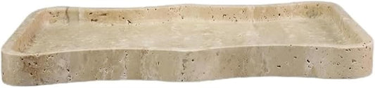 Modern Marble Tray Set - Minimalist Home Decor for entryway, Hotel, Showroom - Geometric Marble Storage Bowl for Essentials and Decorations(Beige11)