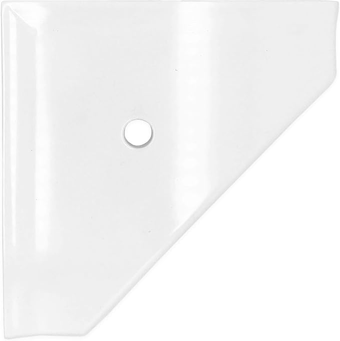 Questech 10" Corner Shower Shelf, Retrofit Shower Organizer for Tiled Walls, Corner Caddy Soap Dish Bathroom Storage, Geo Flatback, Bright White Polished