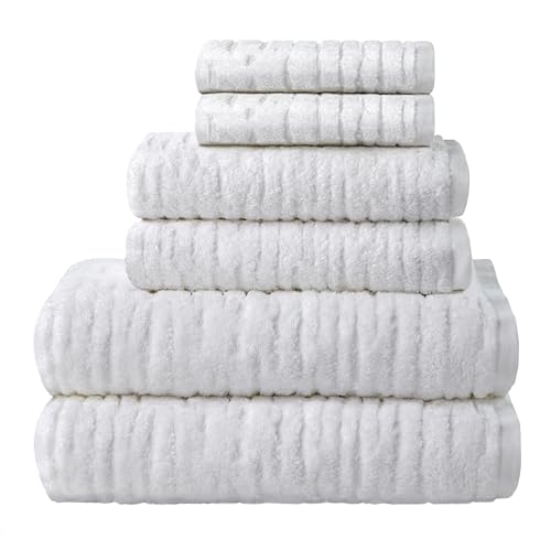 SKL Home CloudSoft Bath Towel Set, 6-Piece, 100% Cotton Luxury, White