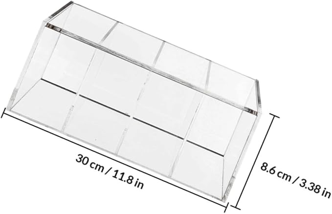 Acrylic Storage Case 4-compartment Display Box with Hinged Lid, Organizer for Coffee Capsules and Small Items, 30x8.6x7cm, Modular Stackable Container for Home and Office