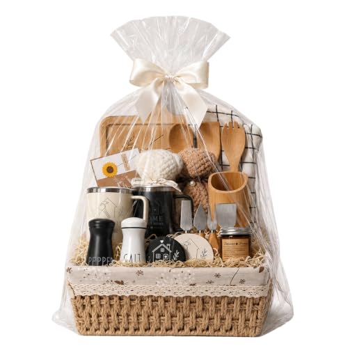 24 Piece Housewarming Gift Basket, New Home Gifts for Couples, Women and Men, New Homeowners, with Insulated Mugs, Charcuterie Board, Kitchen Essentials, Realtor Closing Gift - Image 2