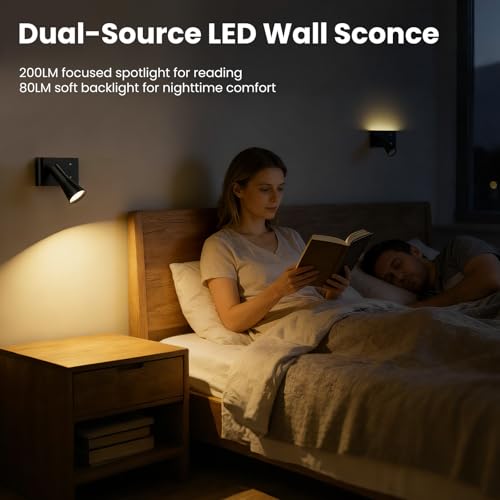 Wall Sconce Battery Operated Reading Lights, 10000mAh Rechargeable Wireless LED Wall Lights, 3 Color Temperatures Dimmable Bedside Lamps for Bedroom Living Room, 1 Pack - Image 5