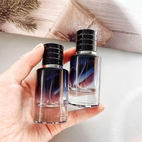 Empty Perfume Bottle Refillable 8PCS Glass Clear Gradient Blue Travel Spray Atomizer Container Perfume Fine Mist Spray Pump Bottles Dispenser for Essential Oil Liquid (Cylinder Blue 50ml-8PCS)