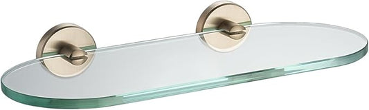 JQK Bathroom Glass Shelf, Tempered Glass Shower Storage 12 by 5 inches, 304 Stainless Steel Champagne Bronze Wall Mount, TGS121L12-CB