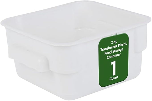 Restaurantware Food Storage Container 1 Pack of 2 qt Plastic Kitchen Storage Bin with Volume Markers Space-Efficient Design Dishwasher-Safe Polypropylene Translucent