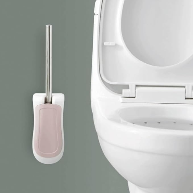 Soft Wall-Mounted Toilet Brush Minimalist Toilet Brush and Holder Toilet Brush Set with Stainless Steel Handle Toilet Brush Reusable