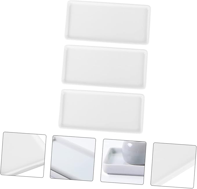 Zerodeko 3Pcs Ceramic Storage Tray Rectangle Household Accessory for Bathroom Counter Stylish Sundries Organizer with Nordic Design and