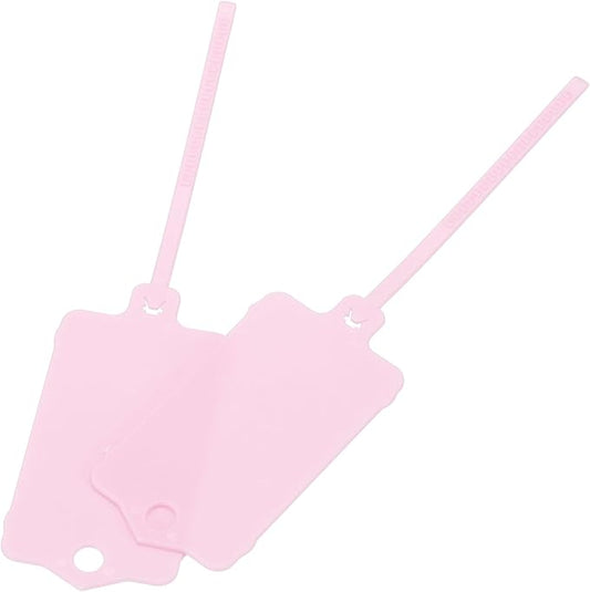 MECCANIXITY Plastic Tags, 1.5x2.5 Inch Pink, 25 Packs - Product Identification, Shipping, Material Labels, Indoor/Outdoor