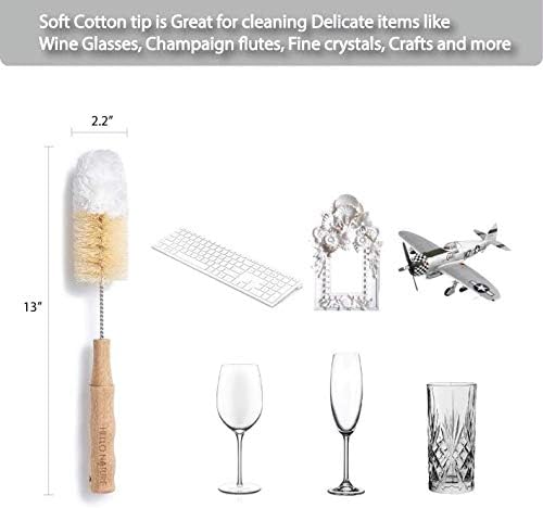 4 Pcs Bamboo Bottle Brush Set by HELLO NATURE – Long Handle Cleaning Brushes for Water Bottles, Baby Bottles & Glassware, Sustainable & Plastic-Free