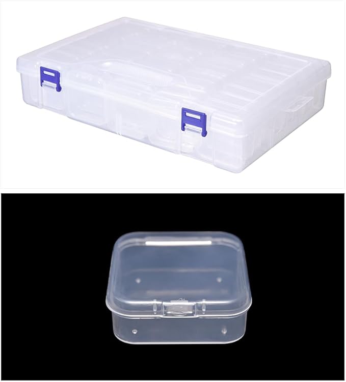 Bead Storage Box Clear Plastic Organizer Containers with Hinged Lids for Bracelet Making Nail Art Seed Beads Stack Craft Case Travel-Friendly Design (45pcs)
