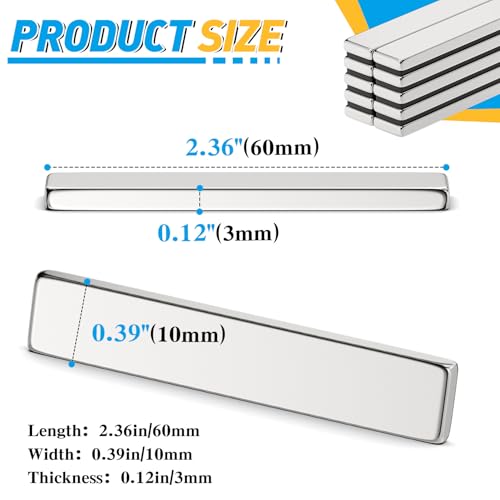 Grtard 40 Pack Powerful Neodymium Bar Magnets, 60x10x3 mm Rectangle Magnet - Image 7