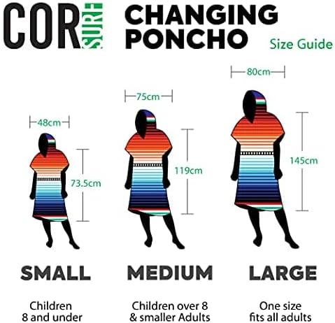 COR Surf Poncho Changing Towel Robe with Hood and Front Pocket — Thick Quick Dry Microfiber Wetsuit Poncho Towel for Surfing Beach Pool Swim (Medium - Retro Sand)