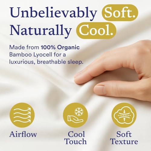 100% CleanBamboo Lyocell Cooling Pillowcase Set of 2, Cloud White - Image 3