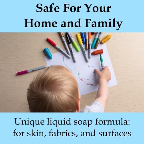 Amodex Ink & Stain Kit with Stain Remover Brushes, Removes Ink, Sharpie, Grease, Food and More, Safe and Effective on Clothes, Leather and Skin, Includes 1 Bottle and 2 Brushes