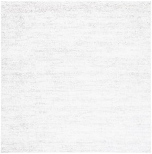 SAFAVIEH Berber Shag Collection Area Rug - 10' Square, Ivory & Light Grey, 1.2-inch Thick Ideal for High Traffic Areas in Living Room, Bedroom (BER563F)
