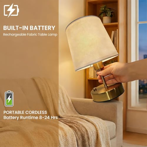 Gold Portable Cordless Table Lamp, Rechargeable Beds | Travel Essentia - Image 4