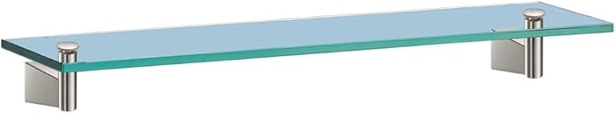 Gatco 4736 Bleu Glass Shelf, Satin Nickel/Wall Mounted 20.13" X 4.3" Tempered Glass/Floating Rectangle Glass Shelf for Bathroom