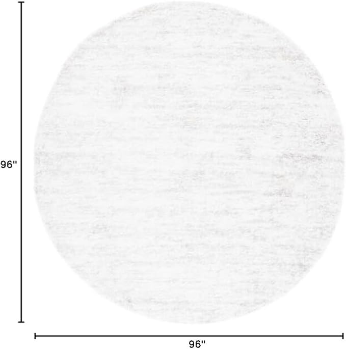 SAFAVIEH Berber Shag Collection Area Rug - 8' Round, Ivory & Light Grey, 1.2-inch Thick Ideal for High Traffic Areas in Living Room, Bedroom (BER563F)