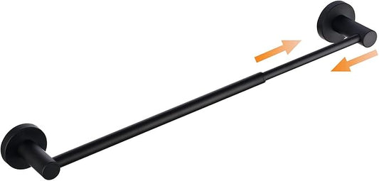 Adjustable Retractable Towel Bar 16”to 26”, SHUNLI Black Bathroom Towel Rack Bath Hand Towel Holder Flexible, Wall Mounted/SUS304 Stainless Steel