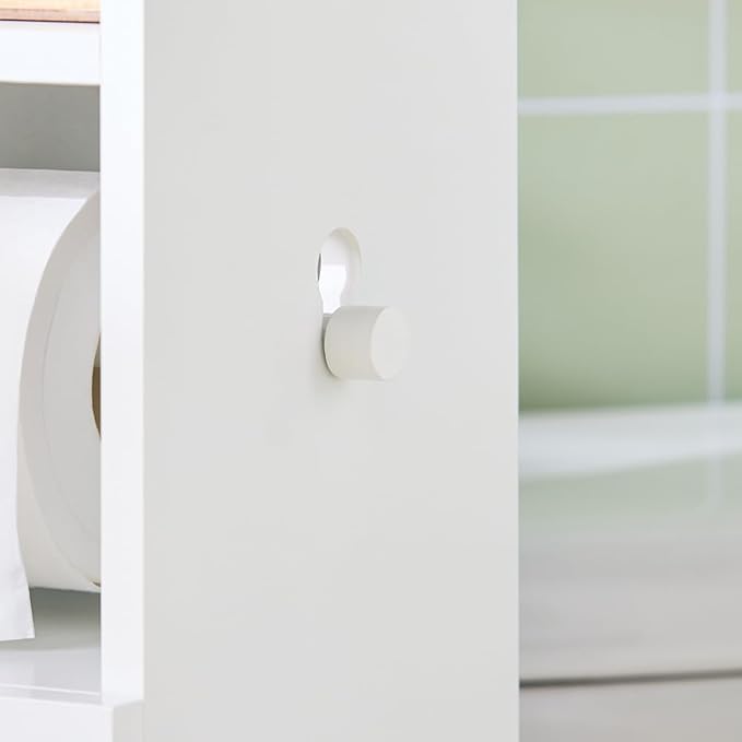 Haotian Corner Toilet Paper Holder Stand, Slim Bathroom Toilet Paper Storage Cabinet Organizer for Small Space, White FRG177-W