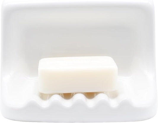 White Vintage Mounted Ceramic Soap Dish for Shower Wall,Retro Ceramic Soap Holder Porcelain Soap Dish Holder Tray for Home Bathtub Bathroom Sink Shower Wall Easy to Clean Keep Soap Dish Dry