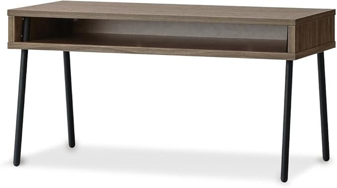 Iris Ohyama HIROBIRO Series Desk, Center Table, with Storage, Spacious Room, Living Alone, Stylish, Iron Wood, Ash Brown, Width 31.5 x Depth 15.0 x Height 16.1 inches (80 x 38 x 41 cm)