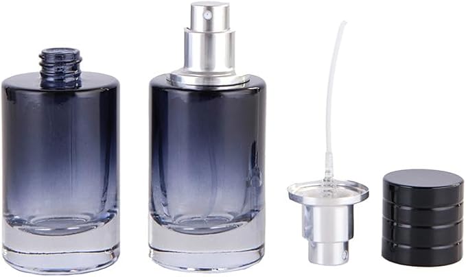 Glass Perfume Bottle Empty Refillable 8Pack 50ml Gradient BlueTravel Perfume Spray Atomizer Bottle Perfume Fine Mist Spray Perfume Bottle Atomizer Container with Sprayer Applicator (Cylinder Blue)