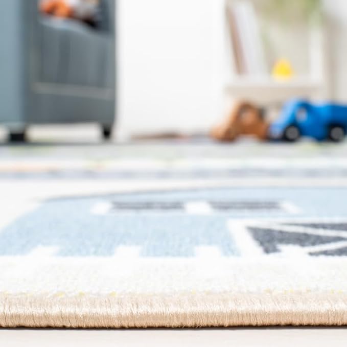 SAFAVIEH Washable Rug Kids Playhouse Collection - 3'3" x 5'3", Beige & Green, Slip Resistant & Easy to Clean, Ideal for Kids Room, Playroom, Nursery, Boys & Girls Room (KPH227A)
