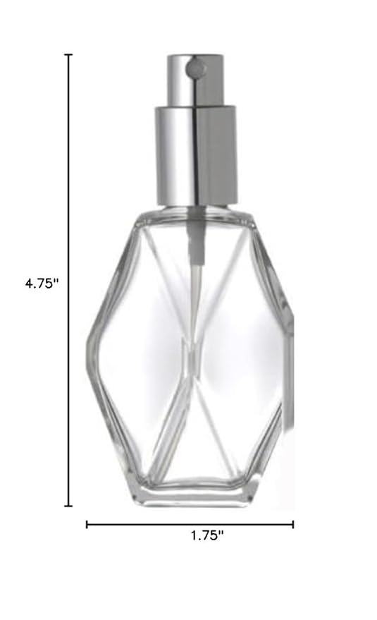 The Parfumerie Diamond 2 oz.Spray Perfume Bottle. Fine Mist Luxury Perfume Cologne Atomizer for Essential Oil Aromatherapy Perfume Cologne Refillable (2 oz. 12 Bottles, Silver)