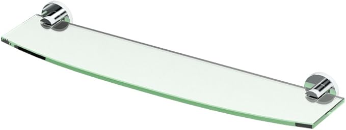 Gatco 4686 Channel Glass Shelf, Chrome/Wall Mounted 20.13" X 5.25" Tempered Glass/Floating Rectangle Glass Shelf for Bathroom