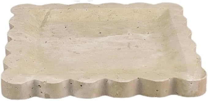 Modern Marble Tray Set - Minimalist Home Decor for entryway, Hotel, Showroom - Geometric Marble Storage Bowl for Essentials and Decorations(Beige8)