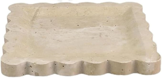 Modern Marble Tray Set - Minimalist Home Decor for entryway, Hotel, Showroom - Geometric Marble Storage Bowl for Essentials and Decorations(Beige8)