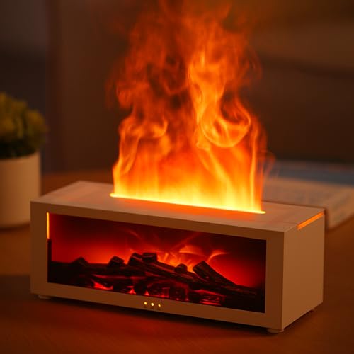YALEDI Essential Oil Diffuser, 7 Colors Fireplace Flame Fire Oil Diffuser, 150ml Ultrasonic Aromatherapy Humidifier, Scent Diffuser with Remote Control & Timer for Home,Bedroom,Off - Image 2