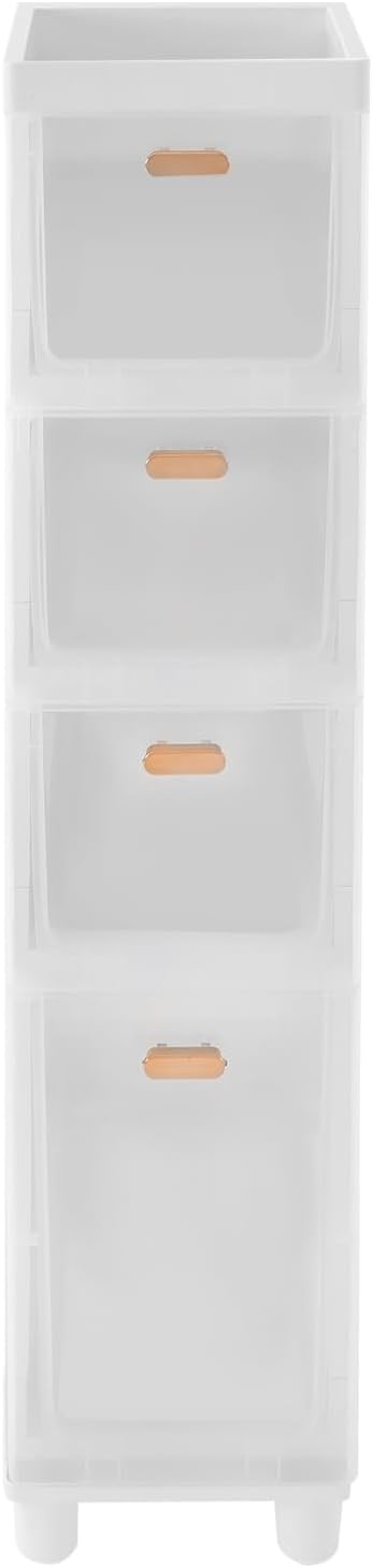 Slim Bathroom Storage Cabinet with 4 Drawers, Bathroom Floor Storage Cabinet, Narrow Storage Organizer for Small Spaces