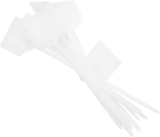 MECCANIXITY 100Pcs 4.7 Inch Waterproof Shipping Tags 0.12" Nylon Writable Hanging Tags Self Locking Labels Zip Tie Wraps for Indoor and Outdoor, White