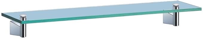 Gatco 4716 Bleu Glass Shelf, Chrome/Wall Mounted 20.13" X 4.30" Tempered Glass/Floating Rectangle Glass Shelf for Bathroom
