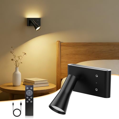 Wall Sconce Battery Operated Reading Lights, 10000mAh Rechargeable Wireless LED Wall Lights, 3 Color Temperatures Dimmable Bedside Lamps for Bedroom Living Room, 1 Pack - Image 2