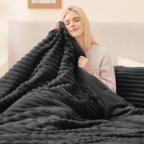 Fluffy Comforter Set King Size,3 Pieces Bed Set,Dark Grey - Image 5