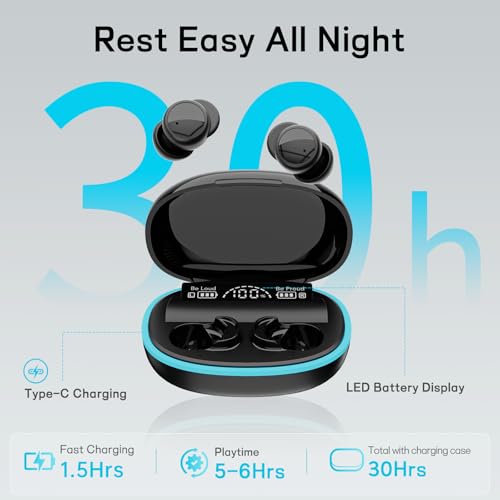 Sleep Earbuds for Side Sleepers, Mini Invisible Bluetooth Earbuds, Ultra-Light Sleep Headphones HiFi Sound, Long Battery Life, LED Display, Bluetooth 5.4, ANC Noise Cancelling, Nud