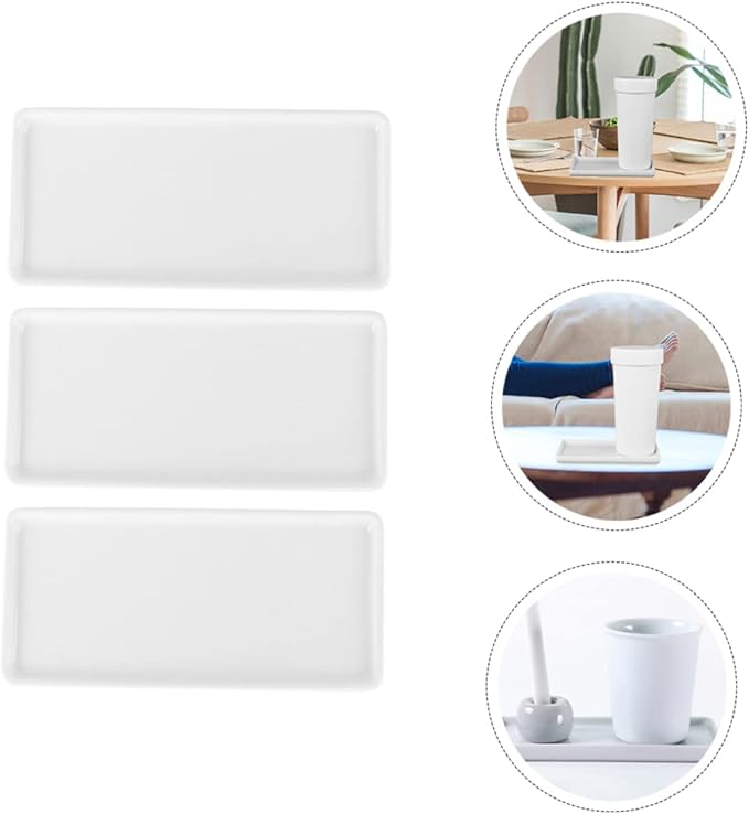 Zerodeko 3Pcs Ceramic Storage Tray Rectangle Household Accessory for Bathroom Counter Stylish Sundries Organizer with Nordic Design and