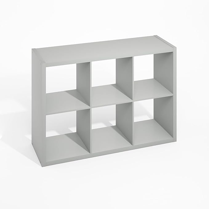 Furinno HERMITE Kitchen Island, 6-Cube Coffee Bar, Kitchen Storage, Bakers Rack, for Pantry Organizers and Storage, Kitchen Organization, Light Grey