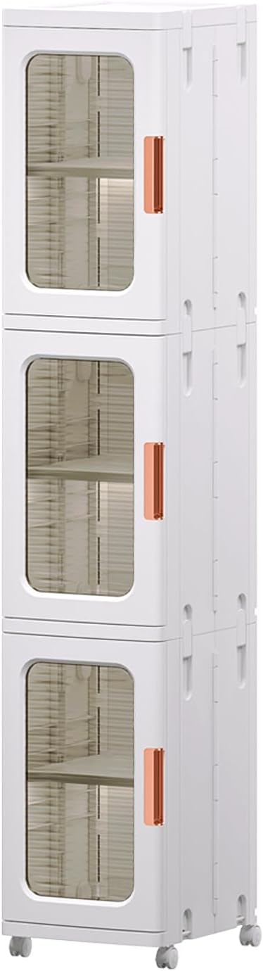 Narrow Storage Cabinet with Doors and Shelves Tall Skinny Bathroom Storage Kitchen Cabinet with Adjustable Shelf Cabinet Organizer Toilet Paper Linen Closet 3 Layer (White)