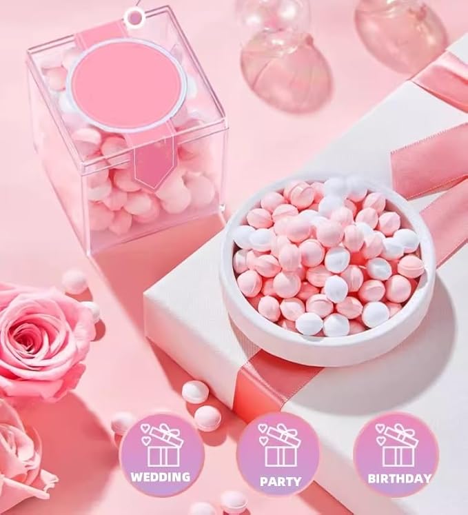 Acrylic Box with Lid,2 Packs Clear Square Cube Plastic Box for Organize Small Acrylic Square Cube Storage Container Drawer Organizer for Birthday Valentine's Day Party Favor