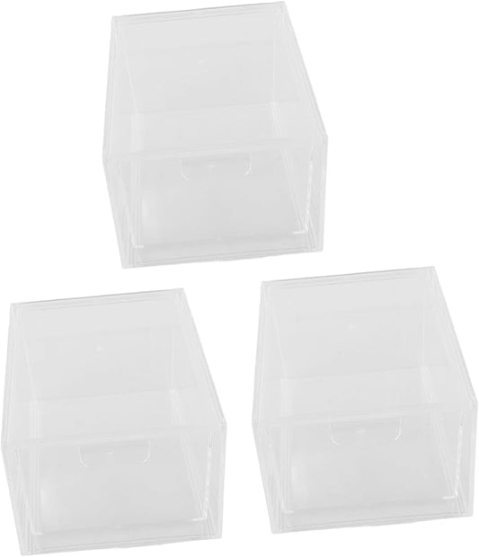3pcs Storage Bins Lids Stackable Drawer Organizer Pantry Organizer Bins Acrylic Makeup Storage for Vanity Bathroom